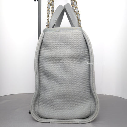 Deauville Shopping Tote 23B Grey Canvas Light Gold Hardware