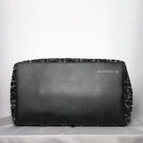 Large Toujours | Black Tweed with White Cannage Motif Light Gold Hardware