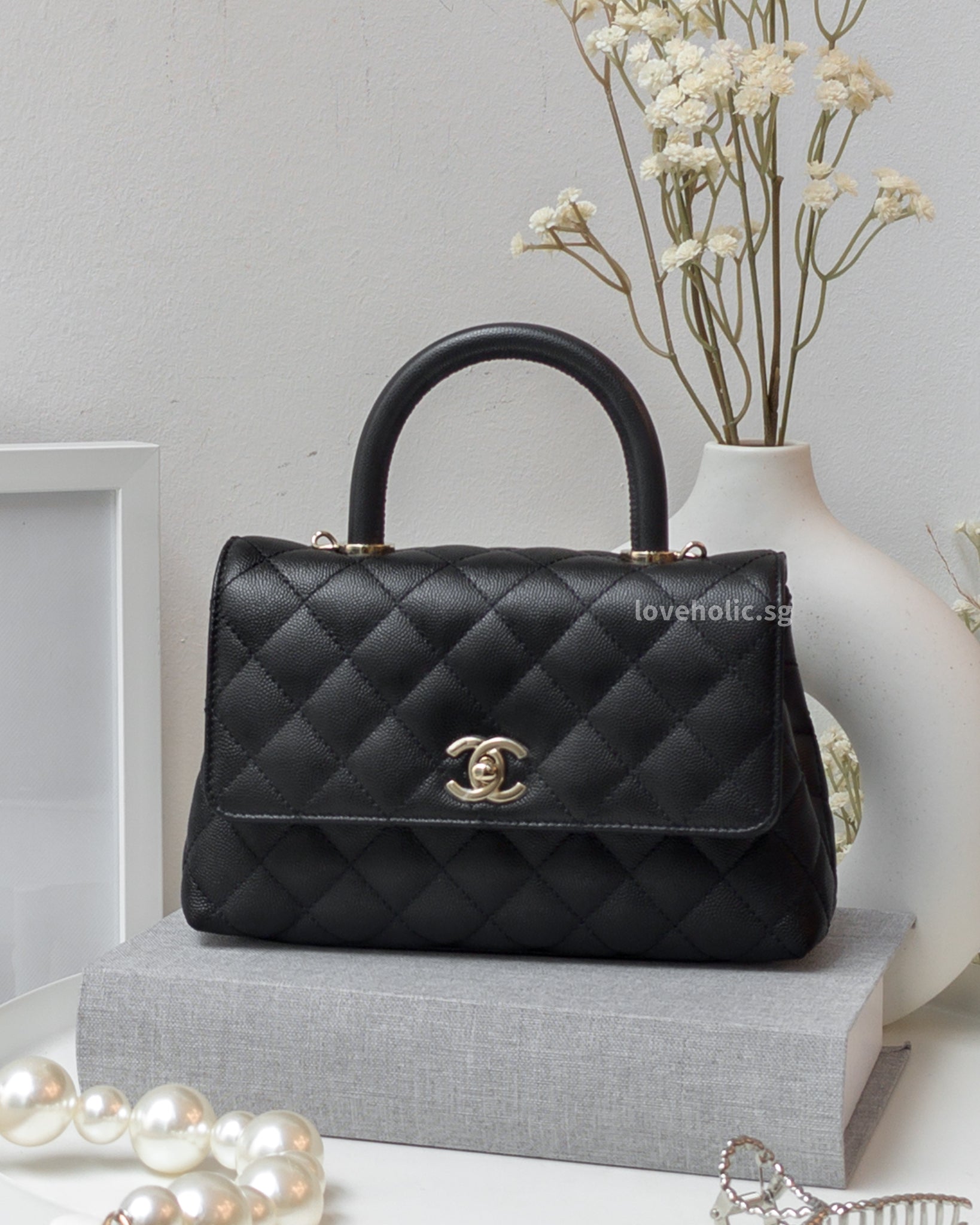 Chanel Coco Handle Small | Black Caviar Light Gold Hardware-main