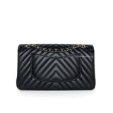 Chanel Classic Flap Chevron Medium | Black Caviar Light Gold Hardware