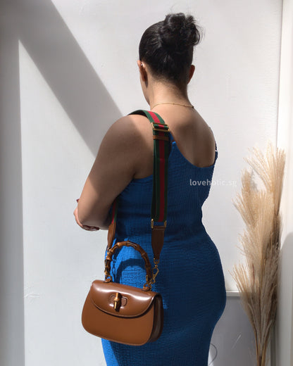 1947 Bamboo Top Handle Bag Small | Brown Leather Gold Hardware