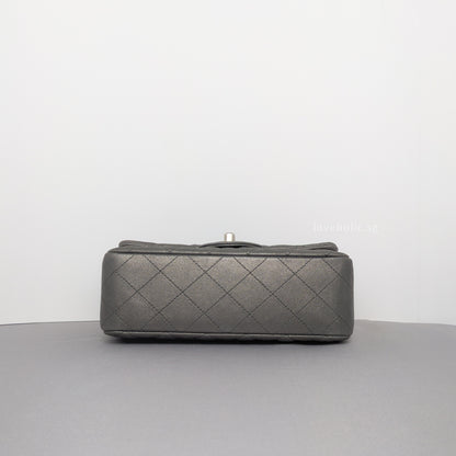 Classic Flap Mini Rectangle | Grey Goatskin Ruthenium Hardware