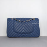Chanel Classic Flap Chevron Medium | Navy Caviar Silver Hardware-back