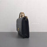 Wallet On Chain With Top Handle | 22S Black Caviar Brushed Gold Hardware