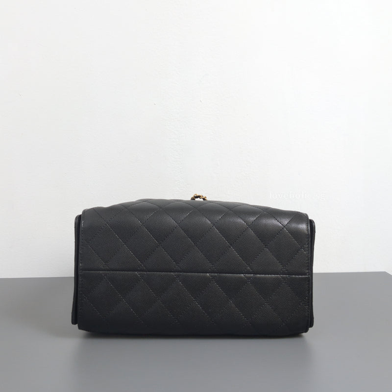 Chanel 25 | Black Grained Calfskin Gold Hardware
