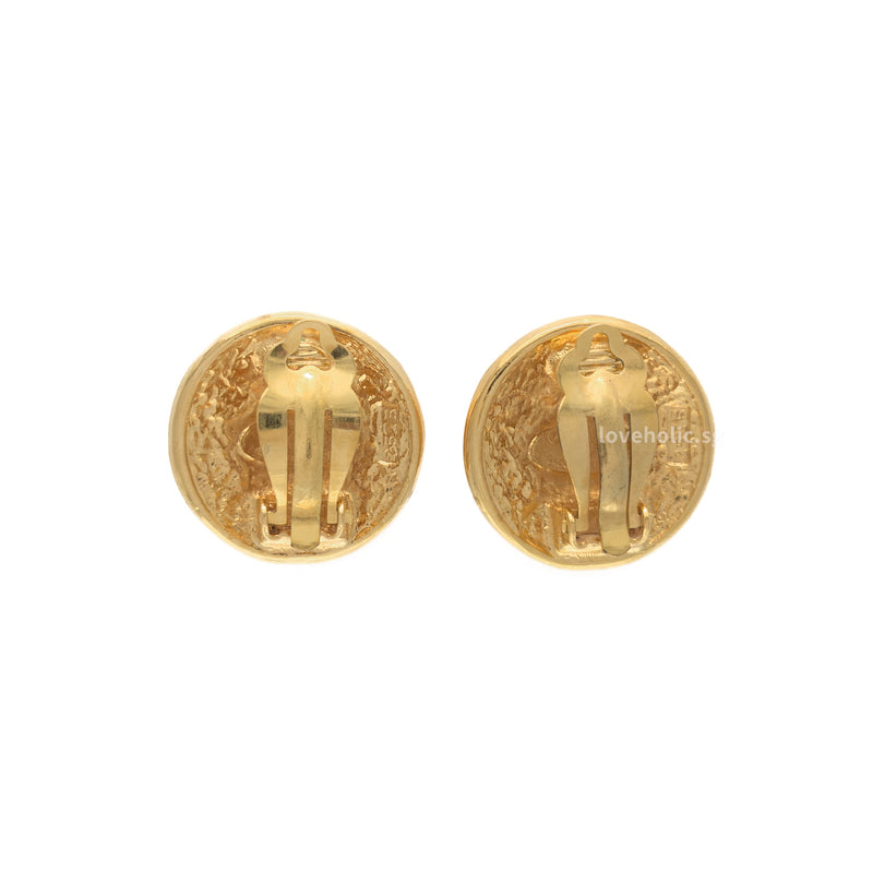 Chanel Vintage Earrings Oversized Clip On |   24K Gold Hardware-whitebackground