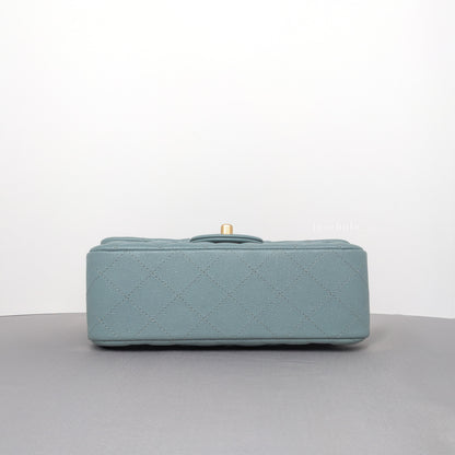 Classic Flap Mini Rectangle | 18C Iridescent Tiffany Blue Caviar Gold Hardware