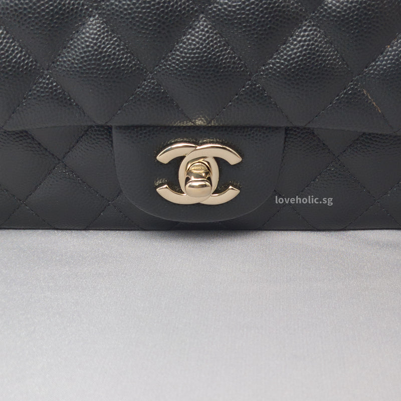 Classic Flap Mini Rectangle | 17B/17C Black Caviar Light Gold Hardware