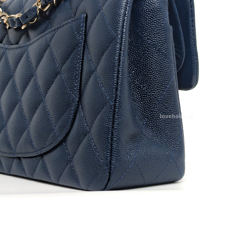 Chanel Classic Flap Small | 19C Navy Blue Caviar Light Gold Hardware