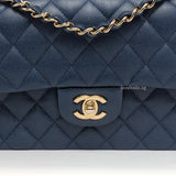 Chanel Classic Flap Small | 19C Navy Blue Caviar Light Gold Hardware