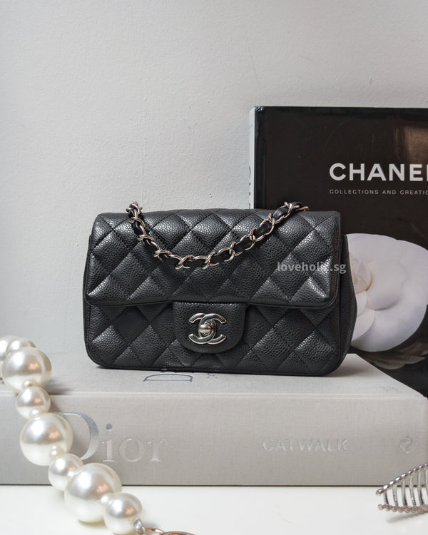 Chanel Classic Flap Mini Rectangle | Black Caviar Silver Hardware