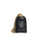 Chanel Boy Small | Black Caviar Brushed Gold Hardware-details