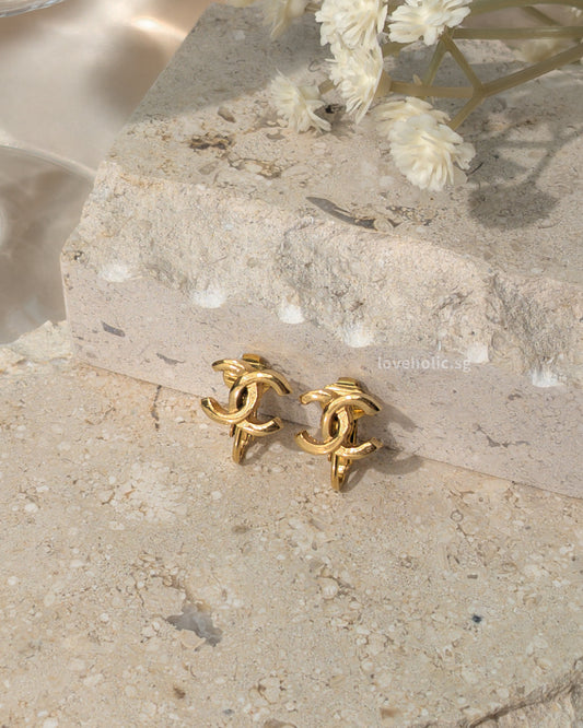 Chanel Vintage Earrings 1970's Classic CC | 24K Gold Hardware-main