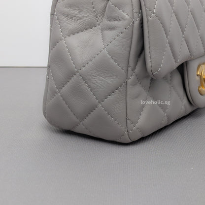 Pearl Crush Mini Rectangle 22B Light Grey Lambskin Brushed Gold Hardware