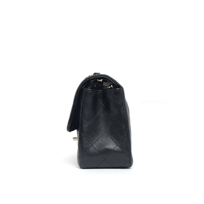 Chanel Classic Flap Mini Rectangle  | 17C Black Caviar Light Gold Hardware
