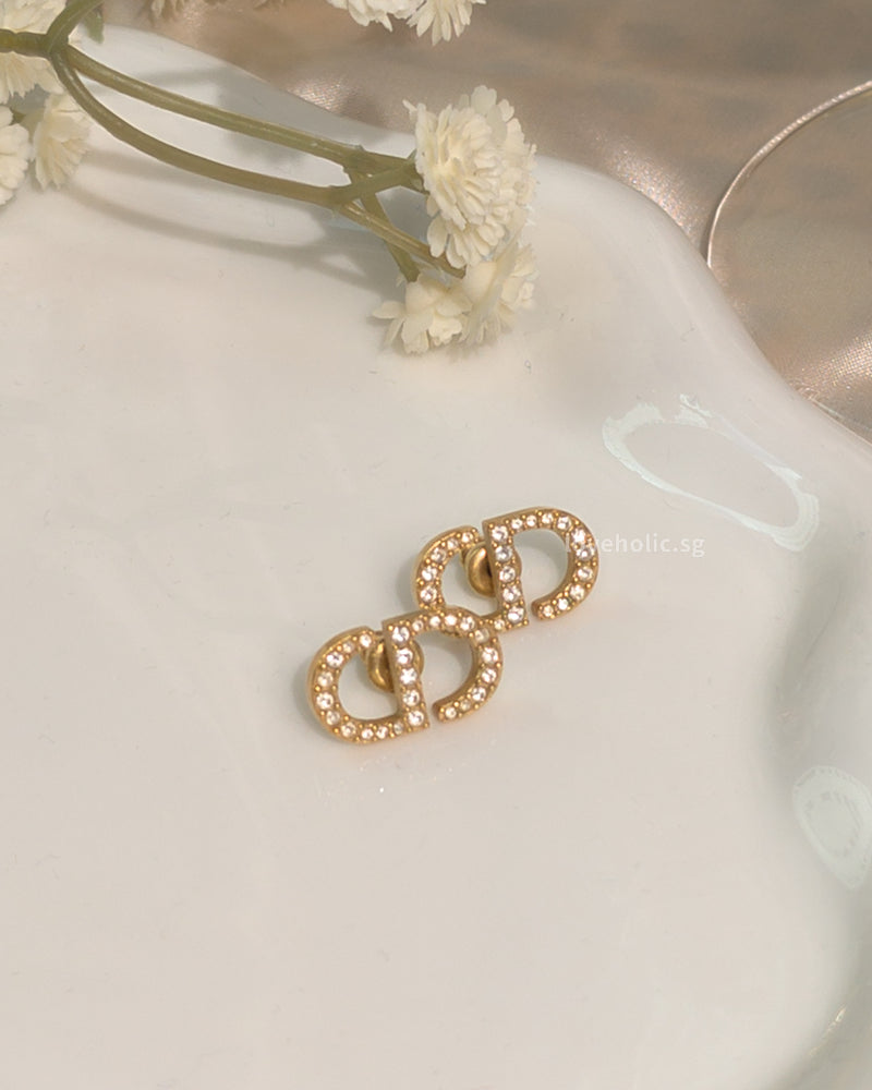 Dior Vintage Earrings Petit CD Stud | Gold Hardware-main