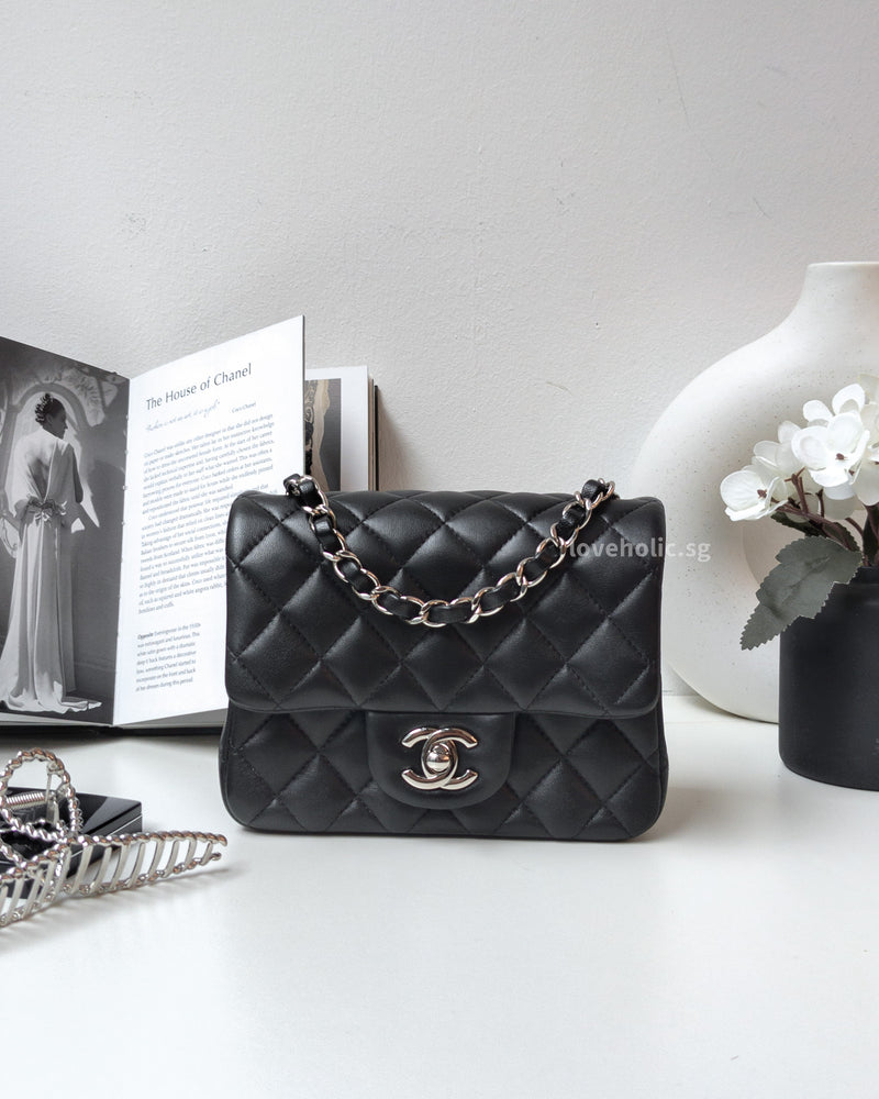 Chanel Classic Flap Mini Square | Black Lambskin Silver Hardware