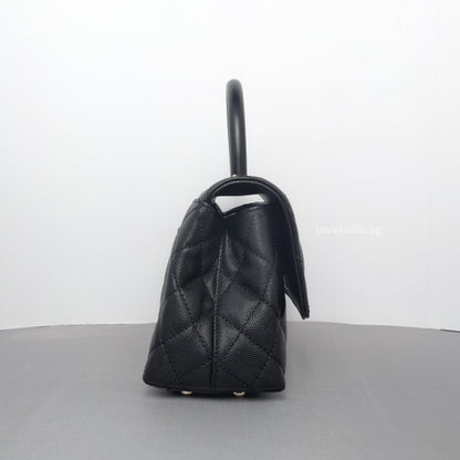 Coco Handle Small | Black Caviar Light Gold Hardware