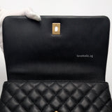Coco Handle Medium | Black Caviar Brushed Gold Hardware