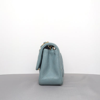Classic Flap Mini Rectangle | 18C Iridescent Tiffany Blue Caviar Gold Hardware