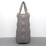 Dior My ABC Lady Dior Small | Taupe Lambskin Silver Hardware-details