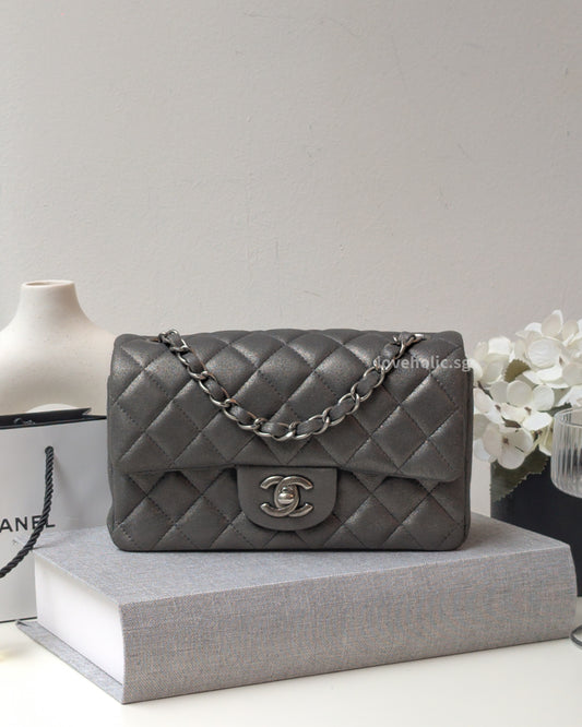 Chanel Classic Flap Mini Rectangle | Grey Goatskin Ruthenium Hardware-main