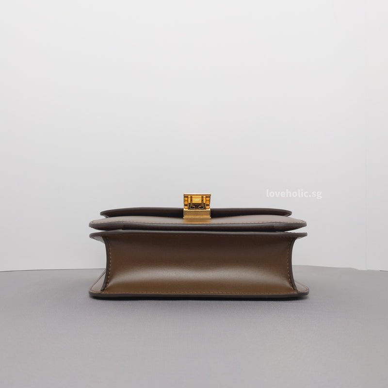 Box Teen | Camel Calfskin Brushed Gold Hardware
