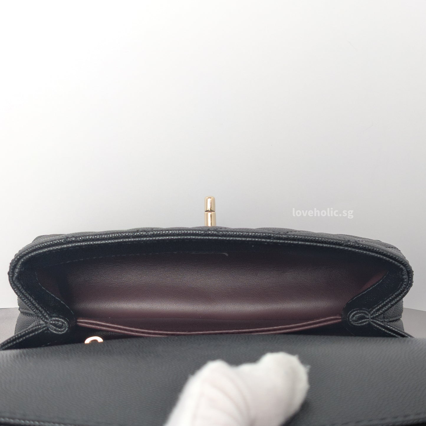 Coco Handle Small | Black Caviar Light Gold Hardware