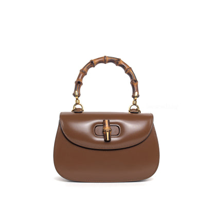 1947 Bamboo Top Handle Bag Small | Brown Leather Gold Hardware