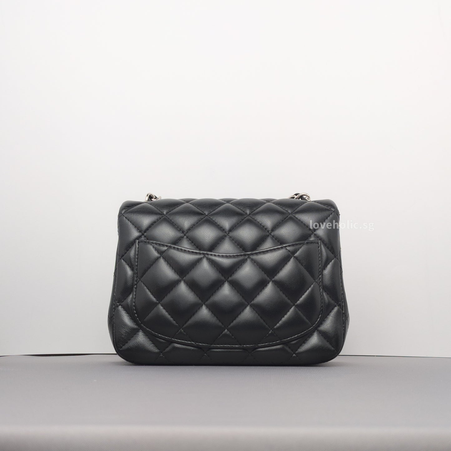 Chanel Classic Flap Mini Square | Black Lambskin Silver Hardware-back