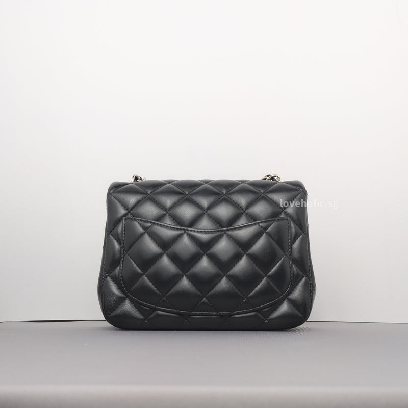 Chanel Classic Flap Mini Square | Black Lambskin Silver Hardware-back