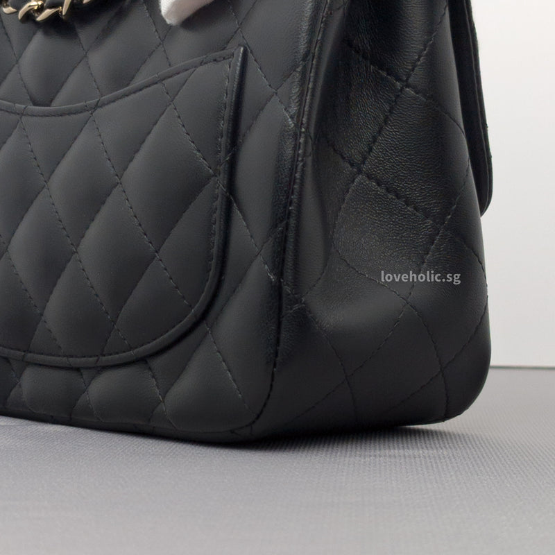 Classic Flap Mini Square | Black Lambskin Light Gold Hardware