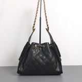 Chanel 25 | Black Grained Calfskin Gold Hardware-back