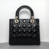 Dior My Lady Dior Medium | Black Patent Leather Light Gold Hardware-back