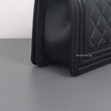 Boy Small | Black Caviar Brushed Gold Hardware