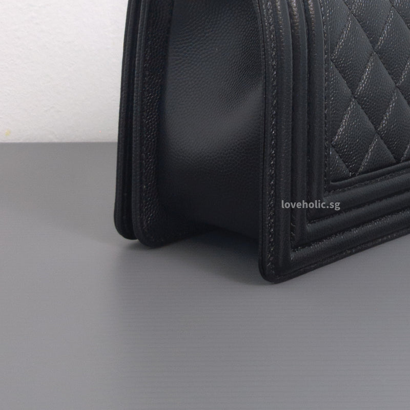 Boy Small | Black Caviar Brushed Gold Hardware