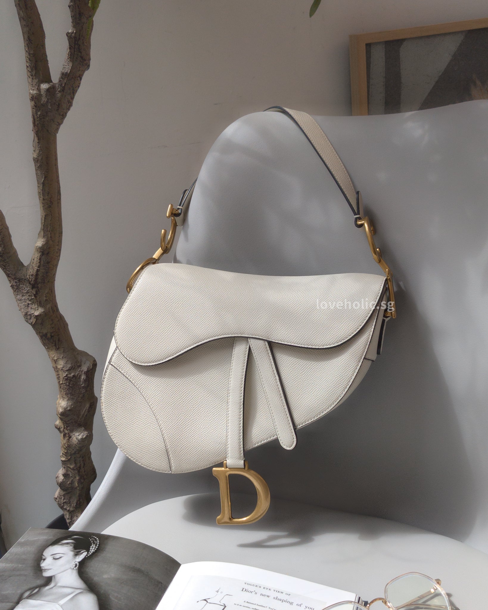 Dior Saddle Small | Latte Calfskin Brushed Gold Hardware-main