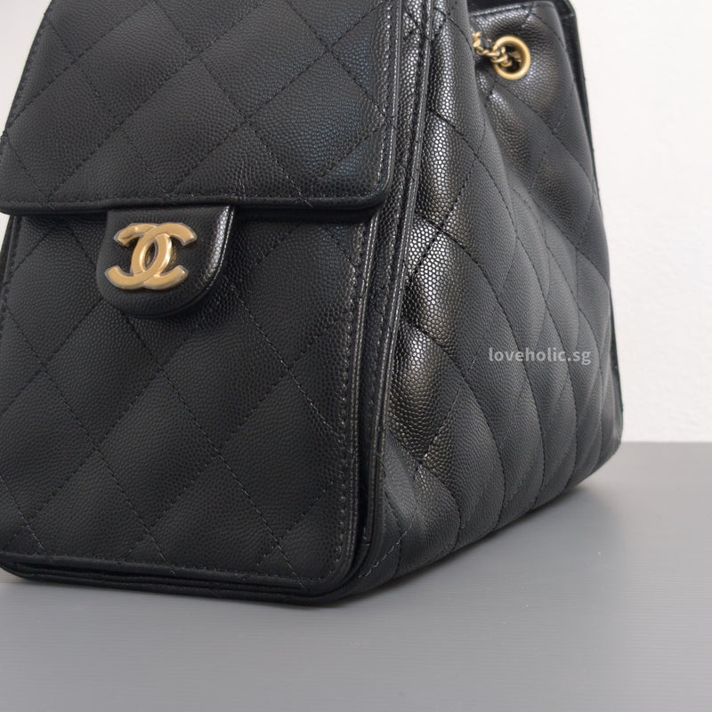 Chanel 25 | Black Grained Calfskin Gold Hardware