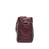 Chanel Vintage Vanity Case Large | Burgundy Caviar Gold Hardware