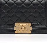 Chanel Boy Small | Black Caviar Brushed Gold Hardware