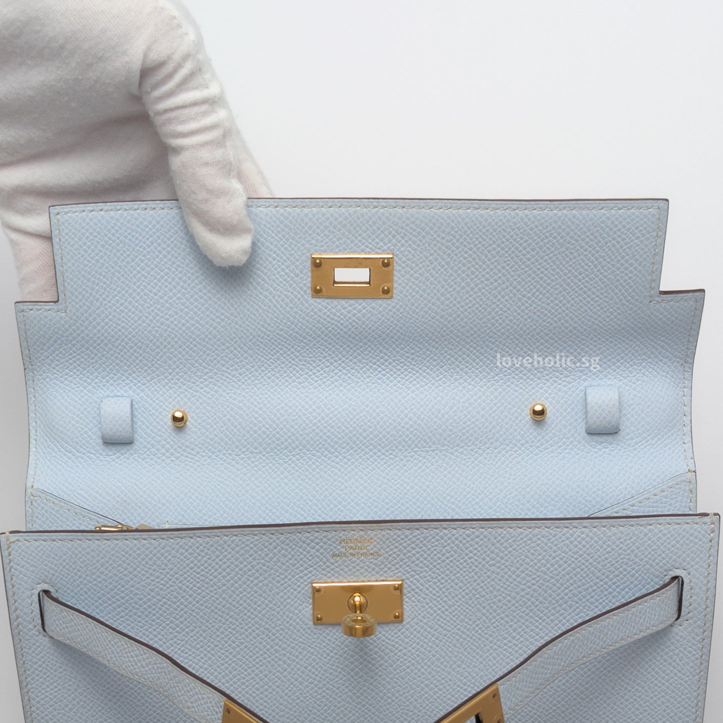 Kelly To Go T0 Bleu Brume Epsom Gold Hardware