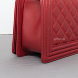 Chanel Boy Old Medium | Red Lambskin Ruthenium Hardware