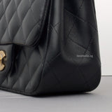 Classic Flap Mini Square | Black Lambskin Light Gold Hardware