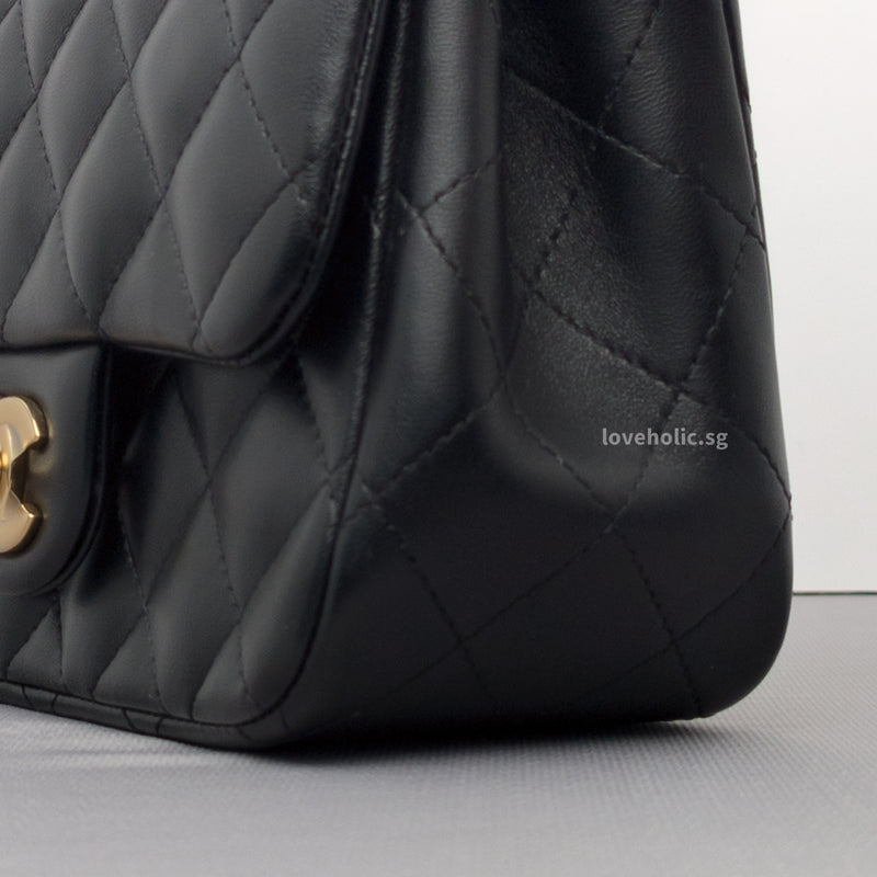 Classic Flap Mini Square | Black Lambskin Light Gold Hardware