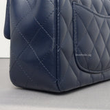 Mini Rectangle with Top Handle 24P Navy Lambskin Light Gold Hardware