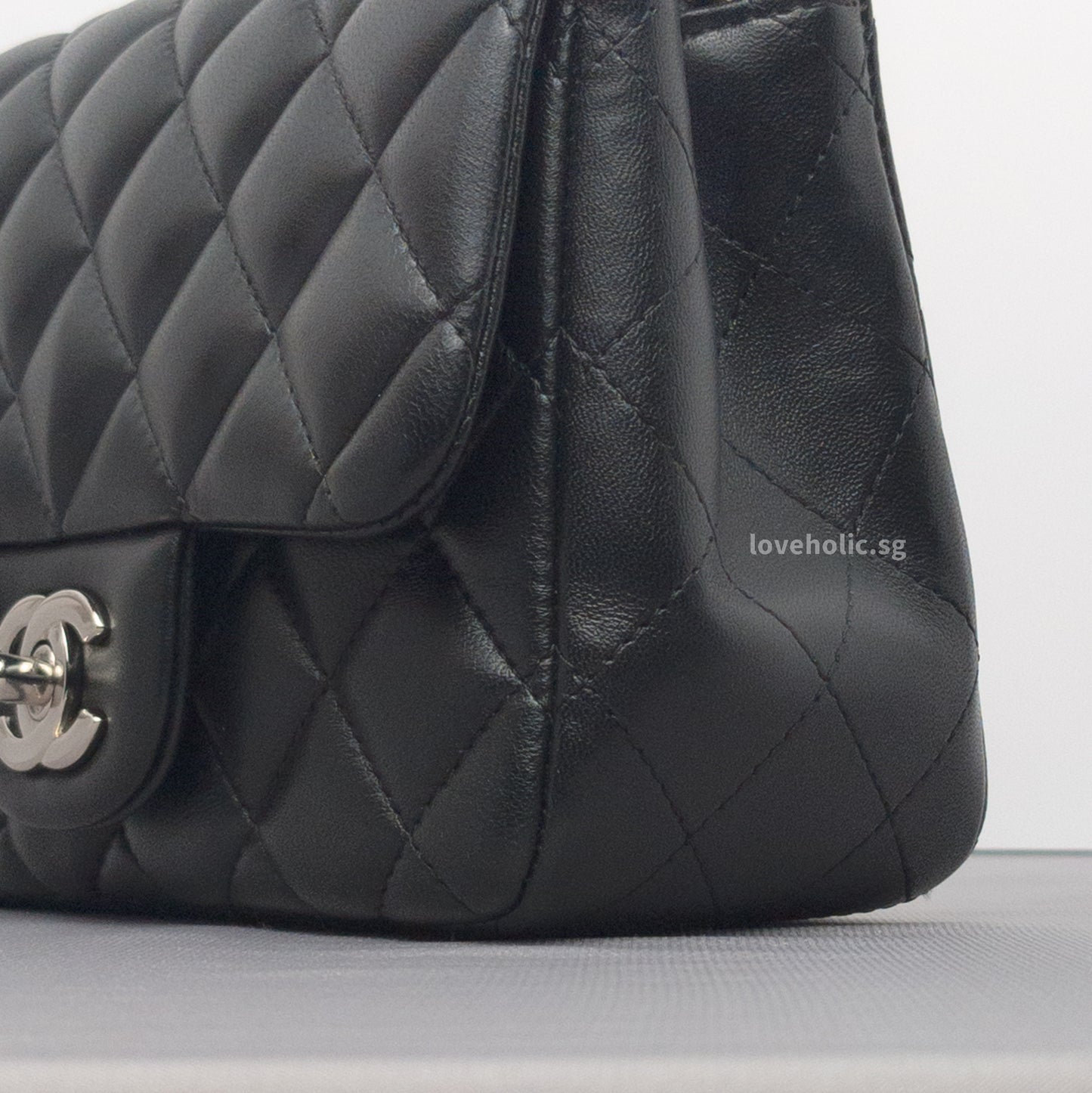 Classic Flap Mini Square | Black Lambskin Silver Hardware