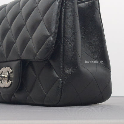 Classic Flap Mini Square | Black Lambskin Silver Hardware