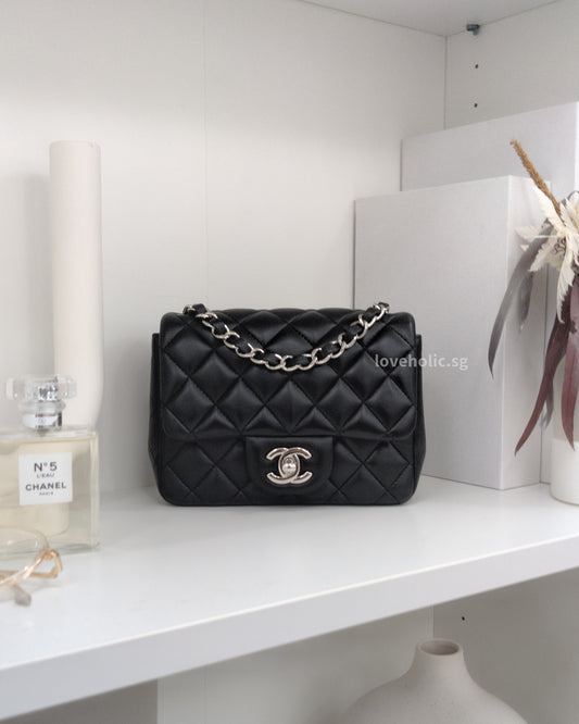 Chanel Classic Flap Mini Square | Black Lambskin Silver Hardware-main