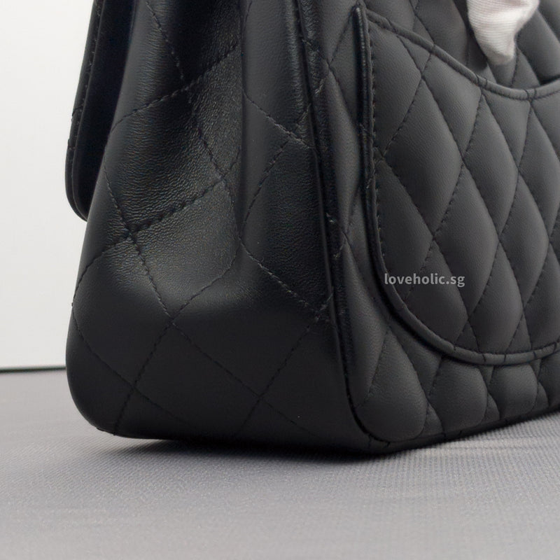 Classic Flap Mini Square | Black Lambskin Light Gold Hardware