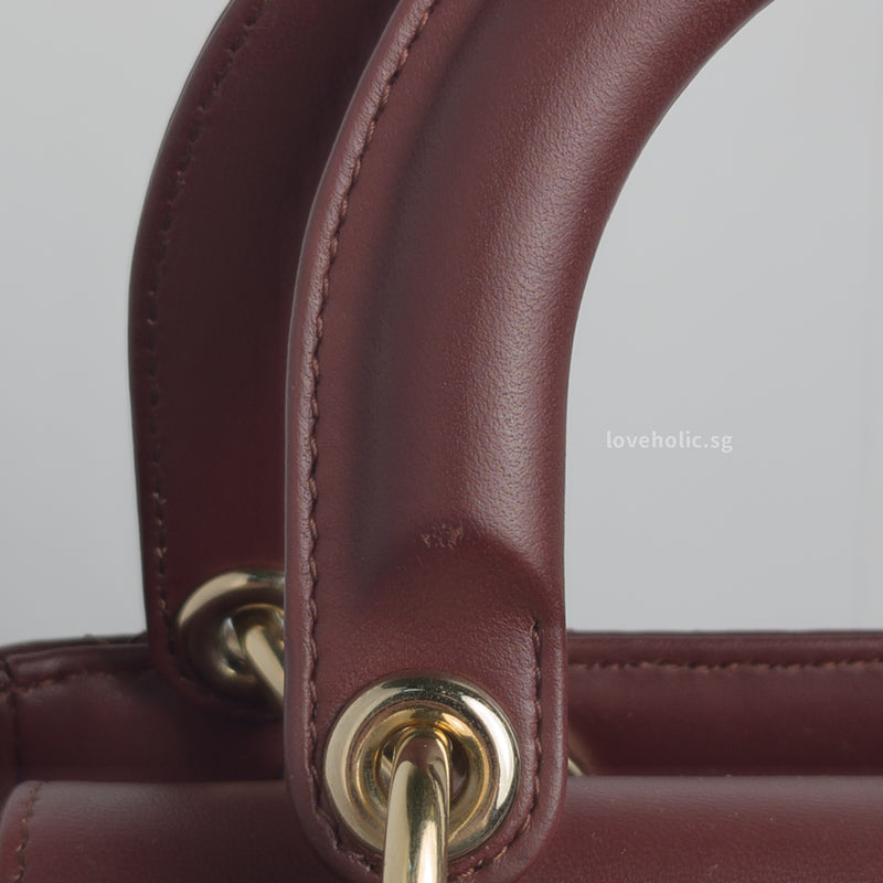 My ABC Lady Dior Small | Burgundy Lambskin Light Gold Hardware